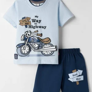 Home kids motorcycle graphic t shirt & shorts set
